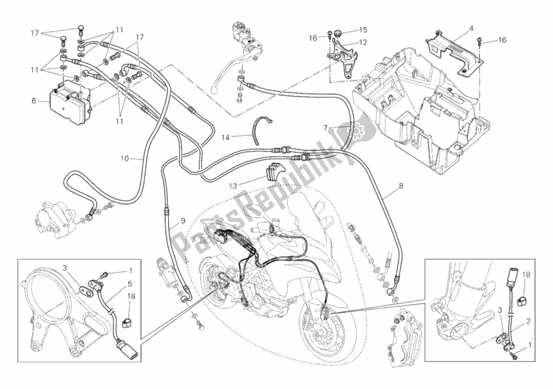 Wszystkie części do Uk? Ad Hamulcowy Abs Ducati Multistrada 1200 ABS USA 2012